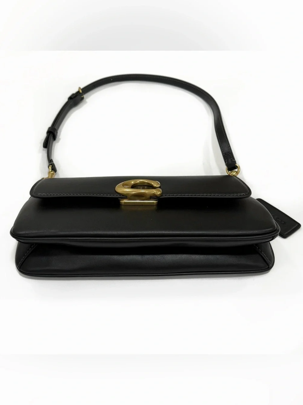 New Coach Jet black leather shoulder bag & crossbody strap
